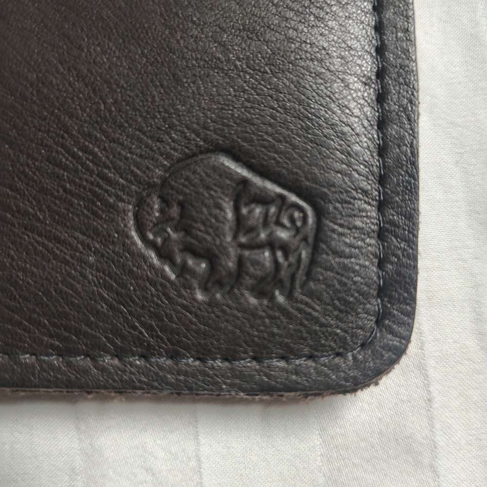 Bison Leather Wallet Mens OS Dark Brown Bifold Handmade Helena Montana - Picture 2 of 6
